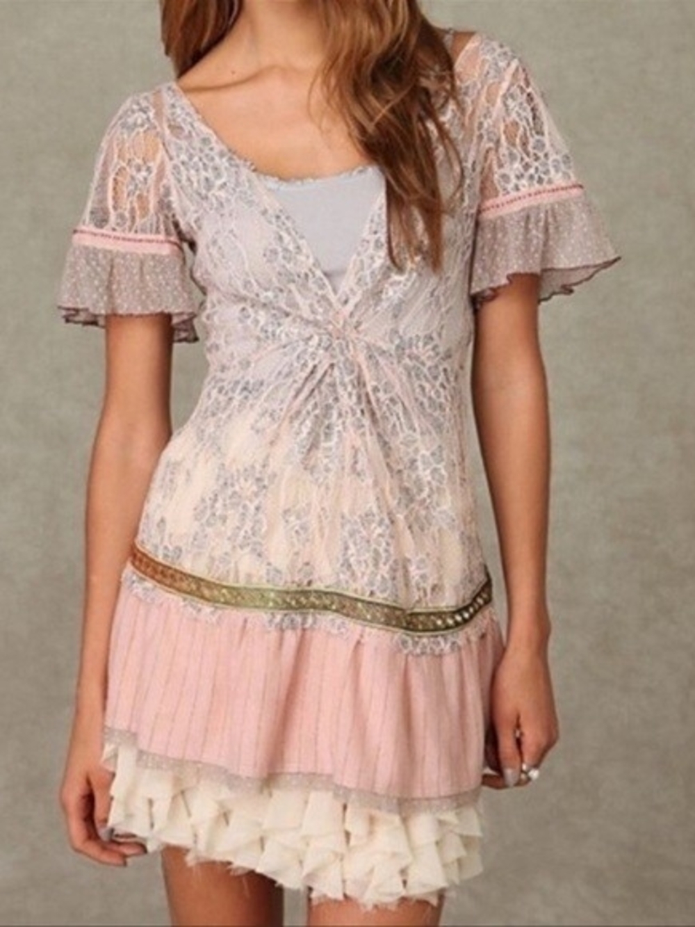 Free People Boho All Over Lace Tunic Fairy core Size S